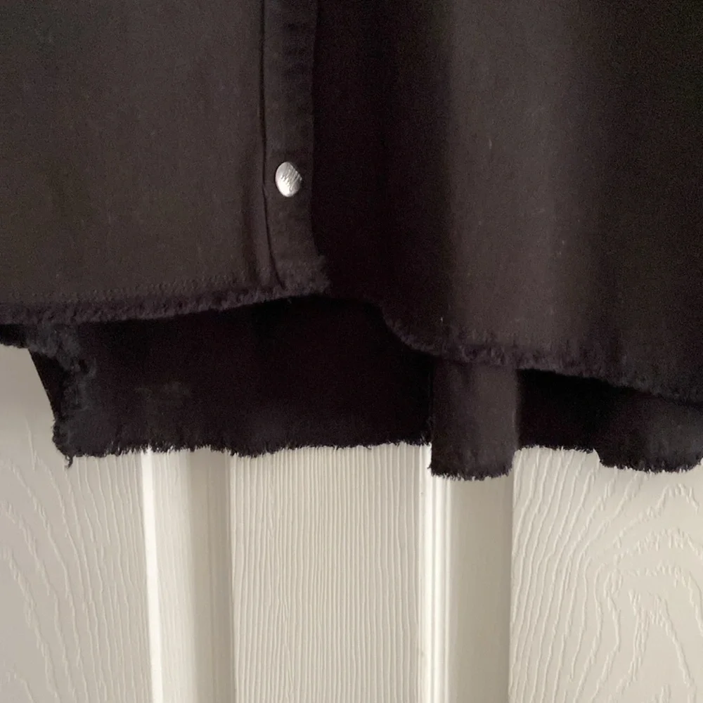 Women With Control My Wonder Denim Fringe Jacket Black Small